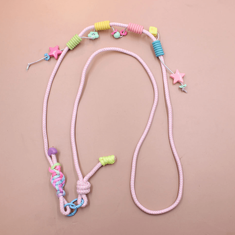 Adjustable Beaded Crossbody Strap, Cute Handmade Bead Lanyard for Phone, Water Bottle Bag & Doll Decor Pendant