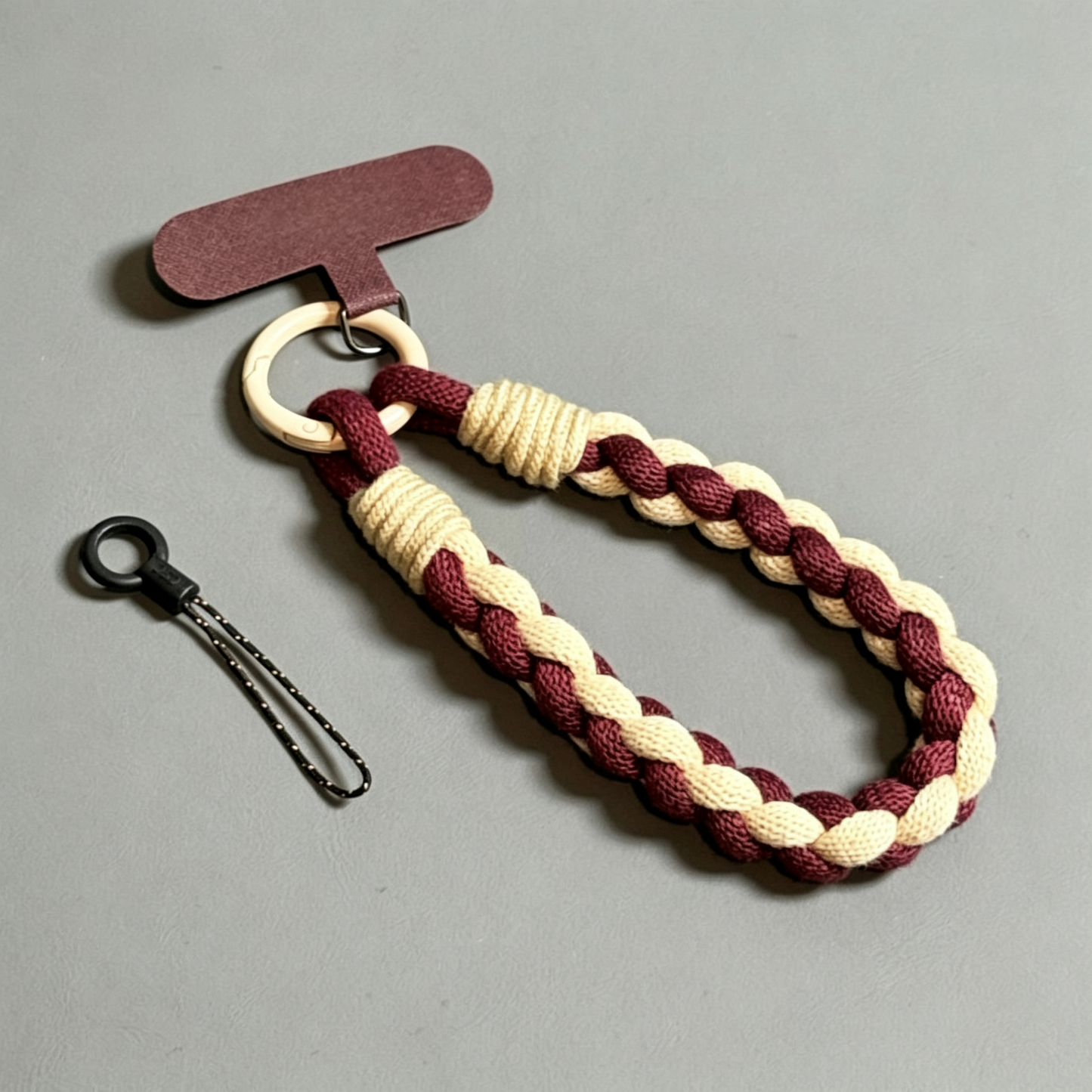 Custom Two-Tone Braided Short Phone Wrist Lanyard, Anti-Lost Handheld Phone Strap with Colorful Ring