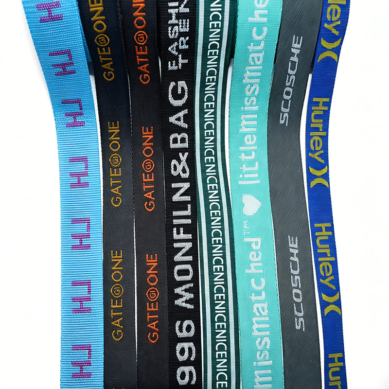 Custom Jacquard Woven Webbing Strap, Personalized Brand Logo Polyester Ribbon