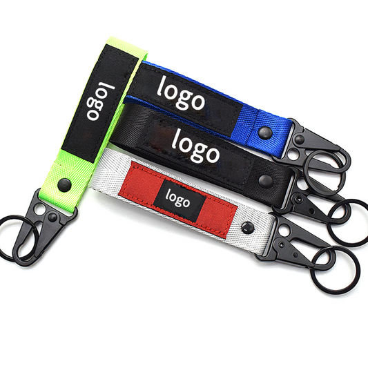 Custom Logo Car Key Lanyard Short Woven Key Strap For Motorcycle Auto Accessories