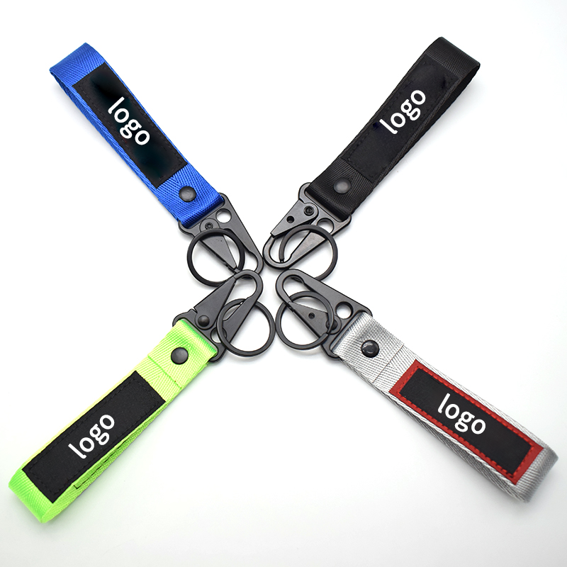 Custom Logo Car Key Lanyard Short Woven Key Strap For Motorcycle Auto Accessories