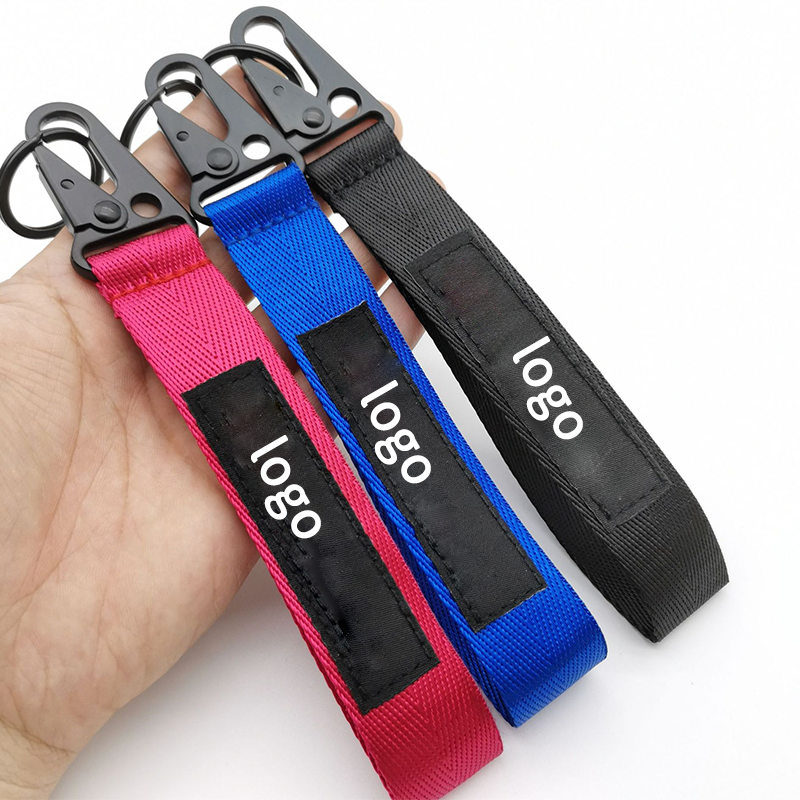 Custom Logo Car Key Lanyard Short Woven Key Strap For Motorcycle Auto Accessories