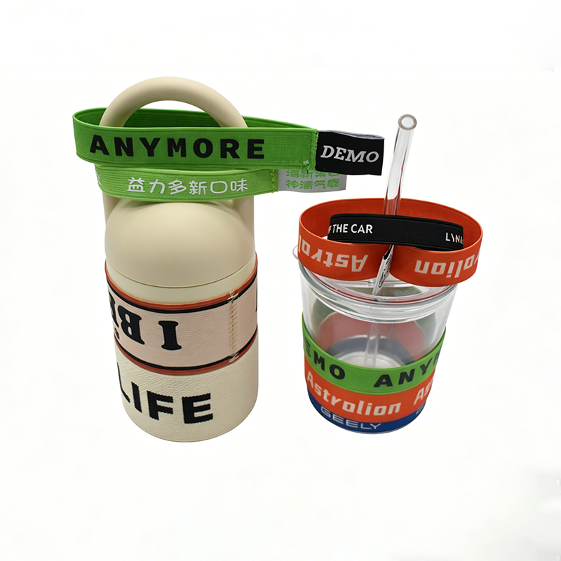 Custom Elastic Band Cup Sleeve, Stretch Fabric Tumbler Holder Strap For Water Bottle OEM