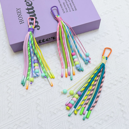 Custom Color Beaded Braided Tassel Keychain Handbag Backpack Decor Pendant