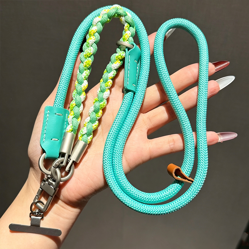 Custom Braided Phone Crossbody Lanyard, Adjustable Anti-Lost Wrist Strap with Leather Patch for All Smartphones