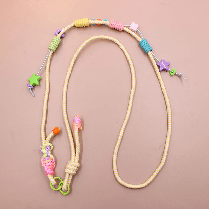 Adjustable Beaded Crossbody Strap, Cute Handmade Bead Lanyard for Phone, Water Bottle Bag & Doll Decor Pendant
