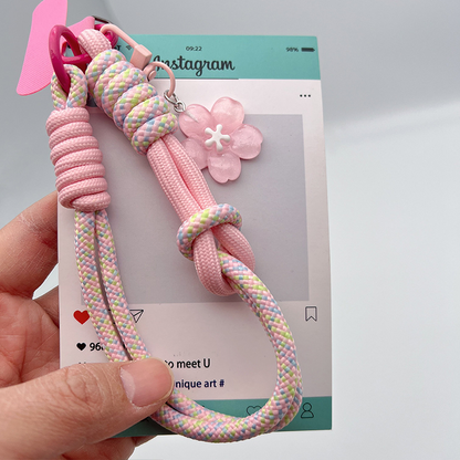 Custom Dopamine Braided Phone Wrist Strap | Anti-Lost Short Lanyard with Phone Patch, Colorful Matching Wrist Chain