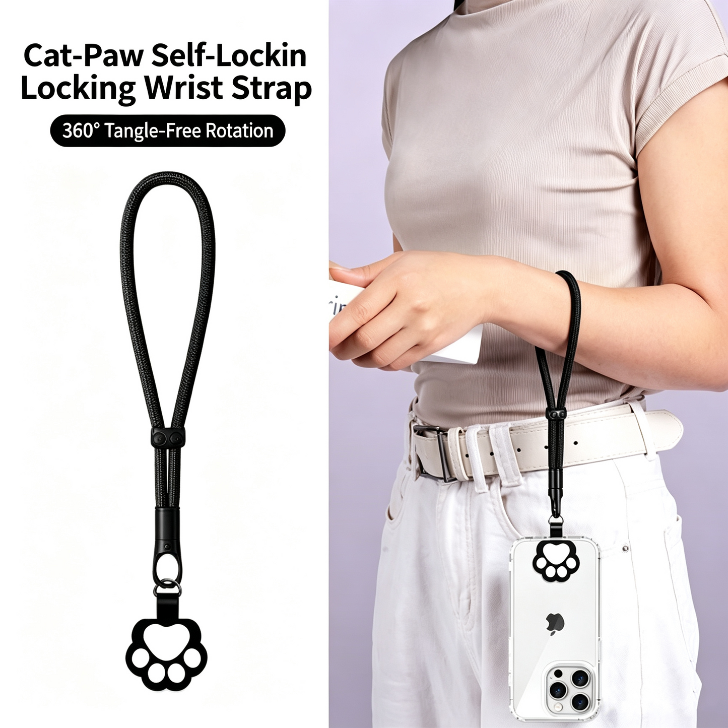 Custom Adjustable Phone Wrist Strap | Self-locking Anti-drop Short Lanyard with Phone Patch