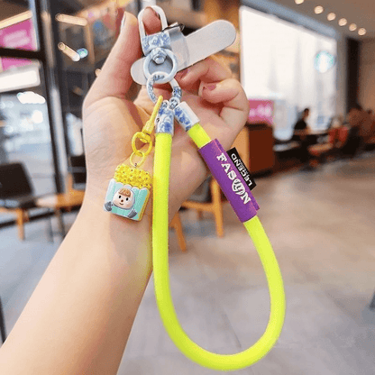 Colorful Braided Wrist Lanyard, Anti-Lost Phone Hand Strap with Cute Doll Pendant for Key Bag