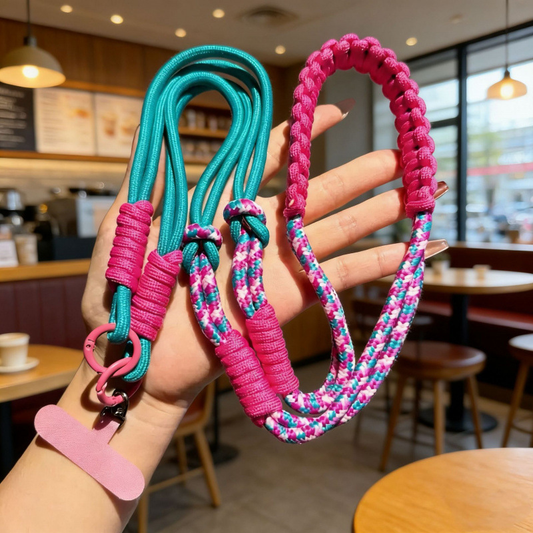 Custom Two-Tone Braided Rope Phone Wrist Lanyard OEM Custom Logo Color Short Mobile Strap for Key Bag