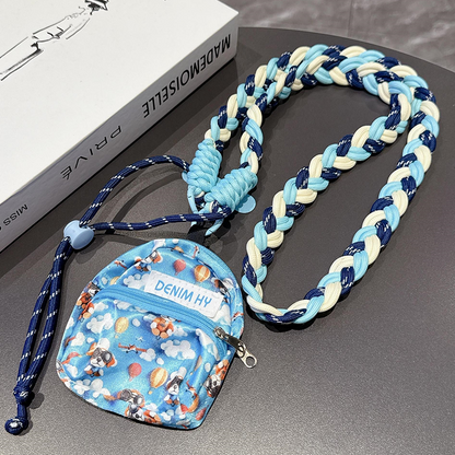 Custom Color Block Braided Phone Lanyard, Adjustable Crossbody Shoulder Strap with Lipstick Coin Purse, Outdoor Anti-Lost Phone Strap