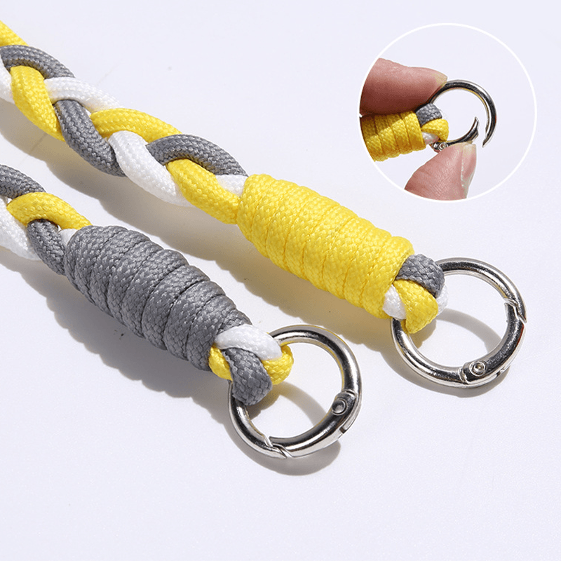 Custom Braided Phone Lanyard, Dual Clasp Anti-Lost Crossbody Phone Strap, Multi-Purpose Solid Color Handmade Cord