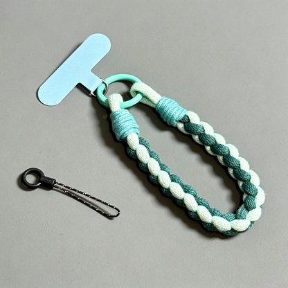 Custom Two-Tone Braided Short Phone Wrist Lanyard, Anti-Lost Handheld Phone Strap with Colorful Ring