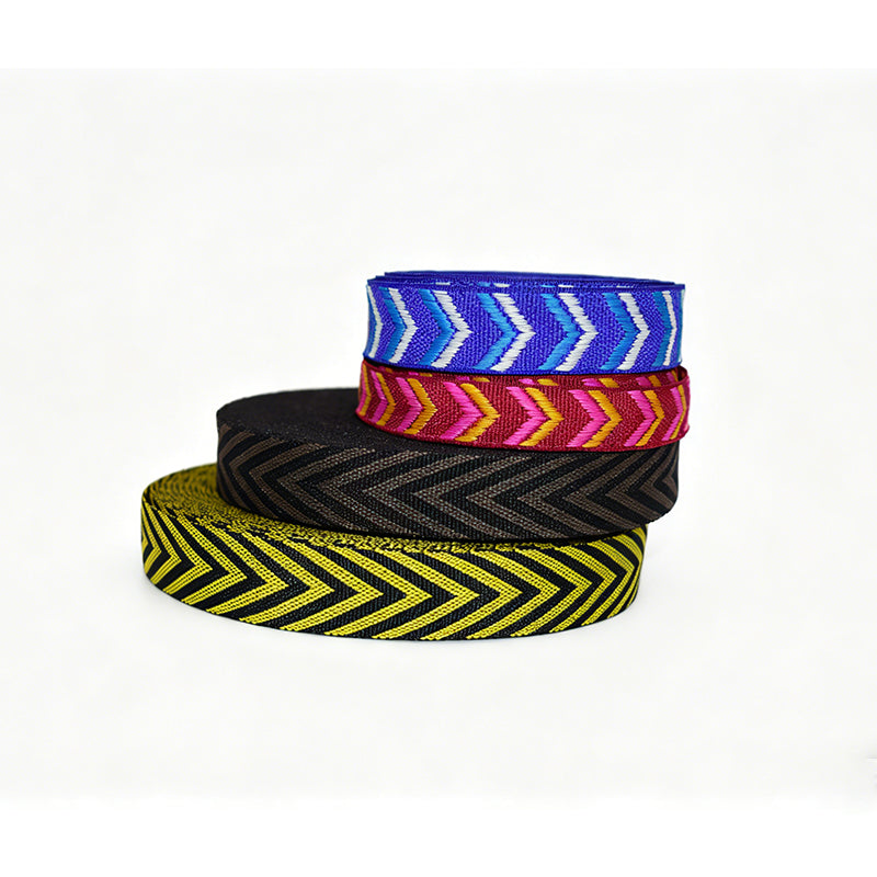 Herringbone Polyester Webbing Strap Custom Color Jacquard Webbing For Bag Lanyard Handle