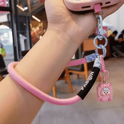 Colorful Braided Wrist Lanyard, Anti-Lost Phone Hand Strap with Cute Doll Pendant for Key Bag