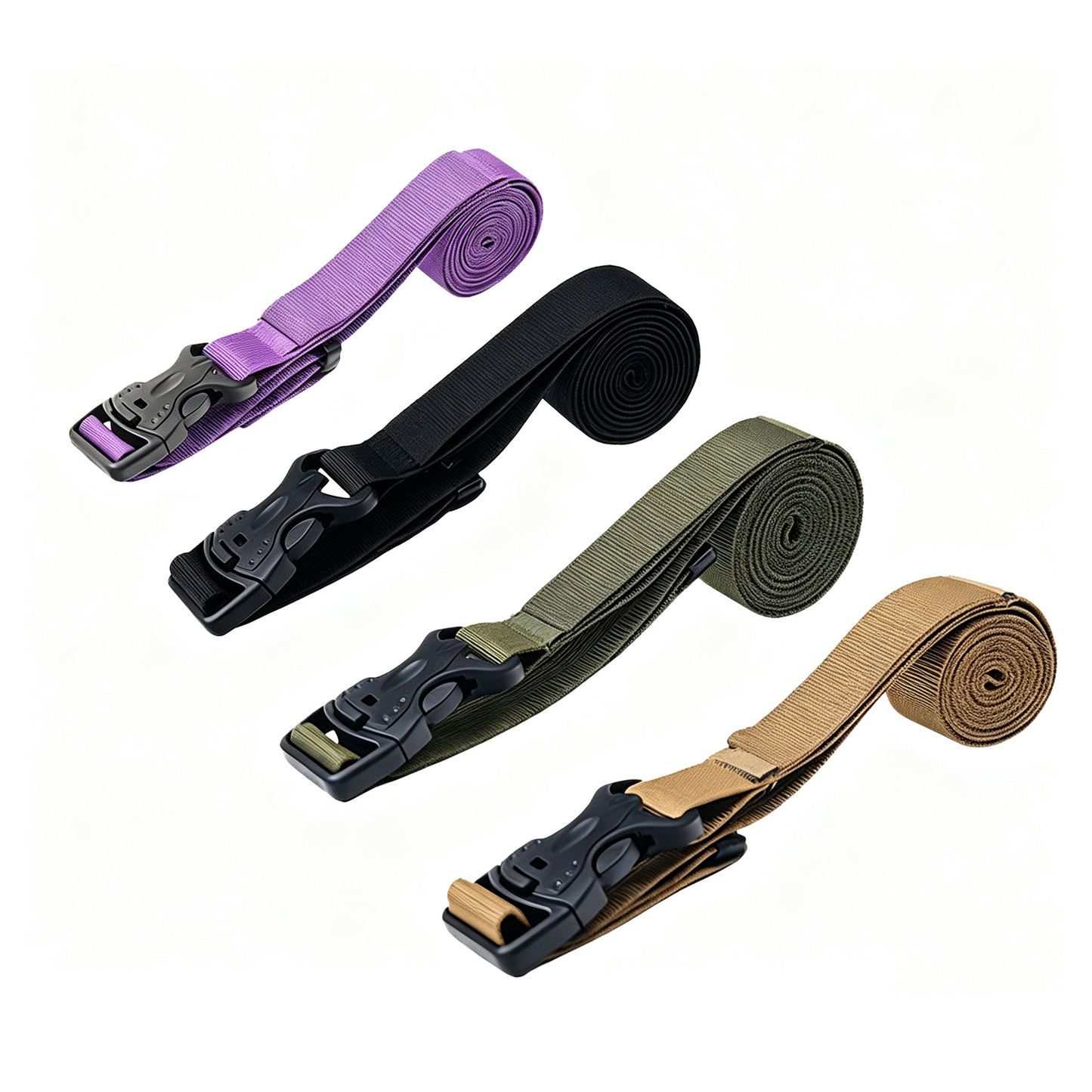 Custom Outdoor Double Safety Buckle Luggage Binding Strap Adjustable Polyester Webbing Travel Cargo Lashing Strap OEM Custom Logo Color Length
