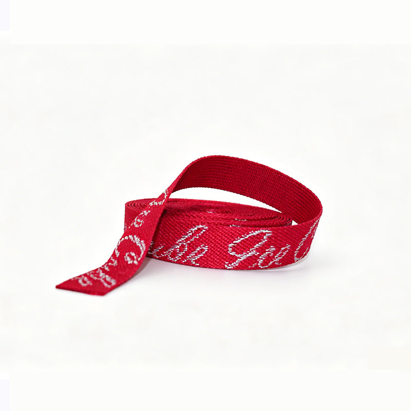 Metallic Yarn Jacquard Polyester Webbing Custom Logo Brand Strap For Garment Bag