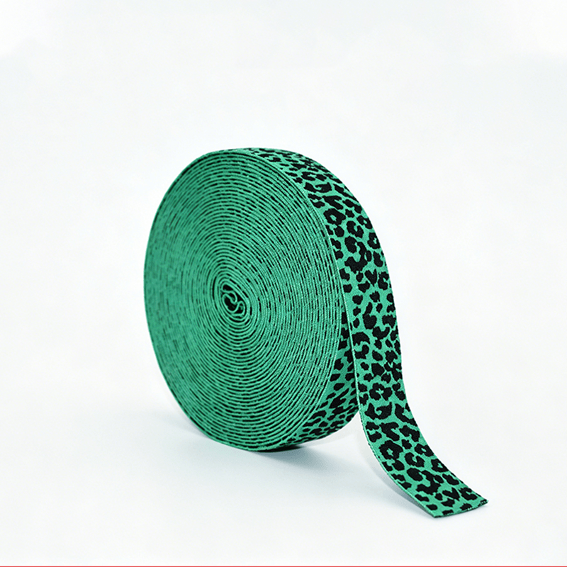 Custom Leopard Print Jacquard Elastic Webbing Strap, Animal Pattern Stretch Elastic Ribbon