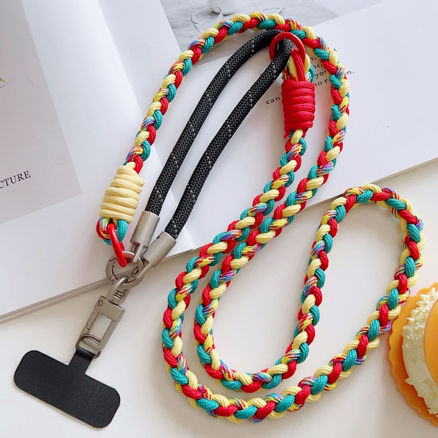 Custom Soft Braided 4-Strand Phone Lanyard, Adjustable Crossbody Neck & Wrist Strap for Smartphones
