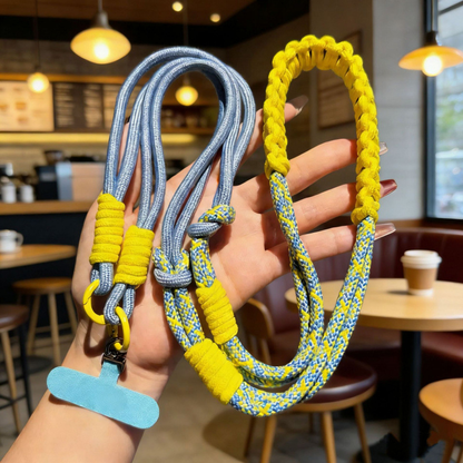 Custom Two-Tone Braided Rope Phone Wrist Lanyard OEM Custom Logo Color Short Mobile Strap for Key Bag