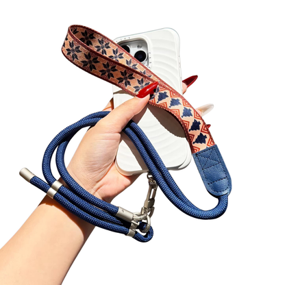 Custom OEM PU Leather Patch Crossbody Phone Lanyard Adjustable Woven Mobile Strap Custom Logo Color Length