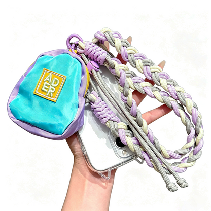 Custom Color Block Braided Phone Lanyard, Adjustable Crossbody Shoulder Strap with Lipstick Coin Purse, Outdoor Anti-Lost Phone Strap