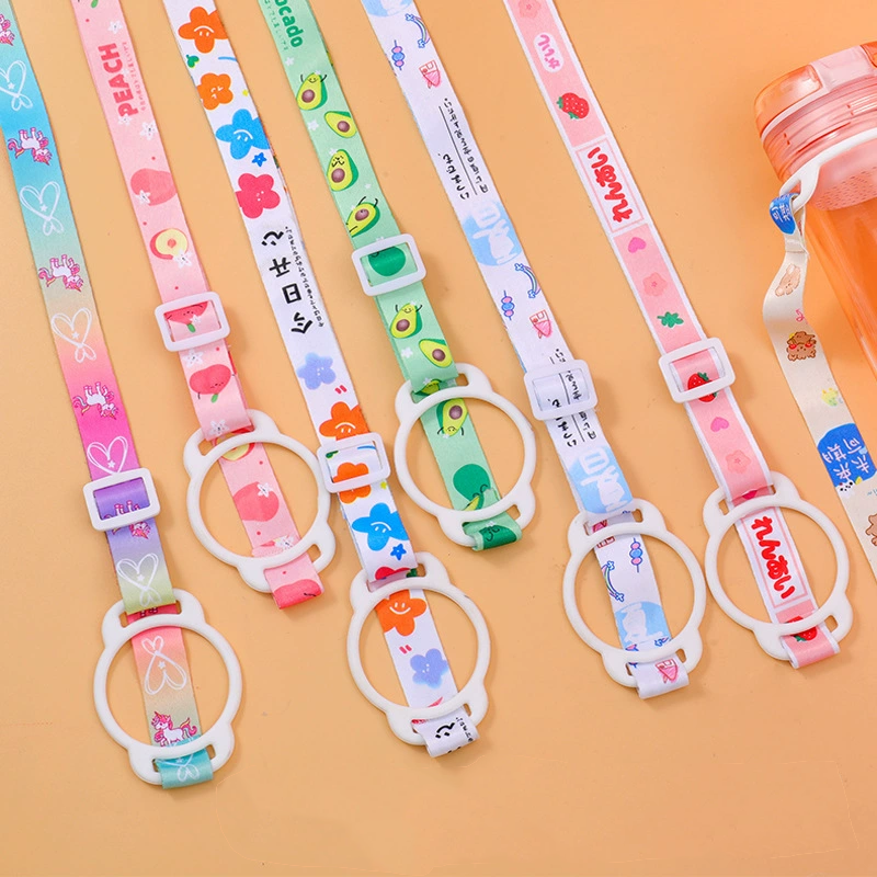 Custom Sublimation Water Bottle Strap, Kids Adjustable Drink Bottle Lanyard with Silicone Ring, Portable Crossbody Water Bottle Holder Strap