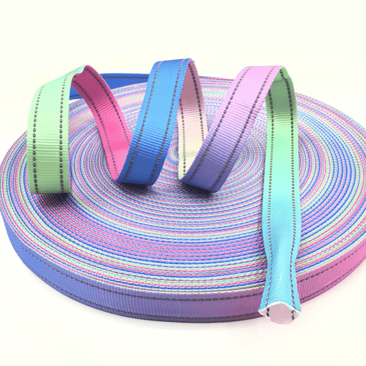 Custom Gradient Polyester Webbing,Heat Transfer Printed Solid Hollow Webbing Strap for Pet Harness,Bags,Luggage,Garment Accessories