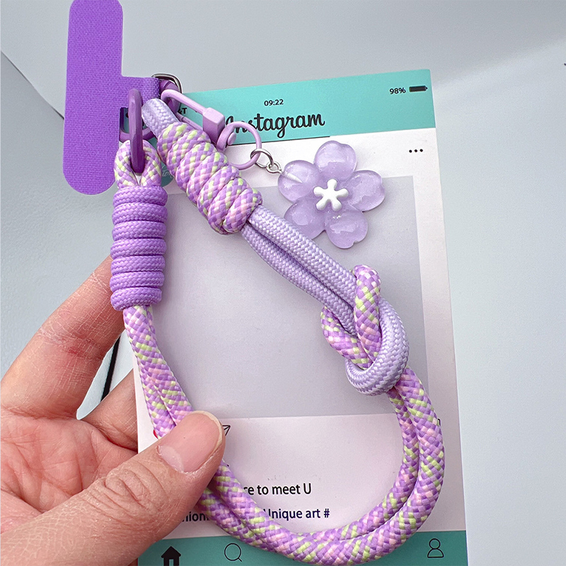 Custom Dopamine Braided Phone Wrist Strap | Anti-Lost Short Lanyard with Phone Patch, Colorful Matching Wrist Chain