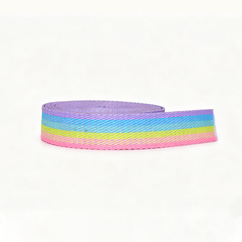 Custom Rainbow Polyester Webbing Strap, Gradient Color Jacquard Ribbon For Phone Lanyard