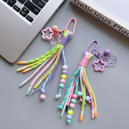 Custom Color Beaded Braided Tassel Keychain Handbag Backpack Decor Pendant