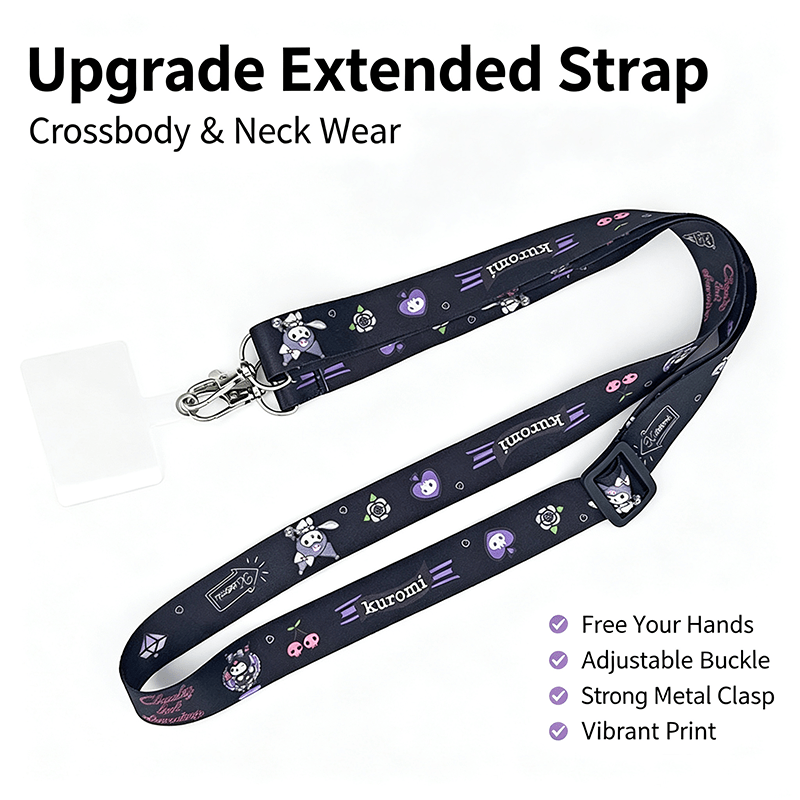 Custom Sublimation Printed Crossbody Phone Lanyard, Adjustable Neck Strap with Metal Clasp for Phone Case & Keys