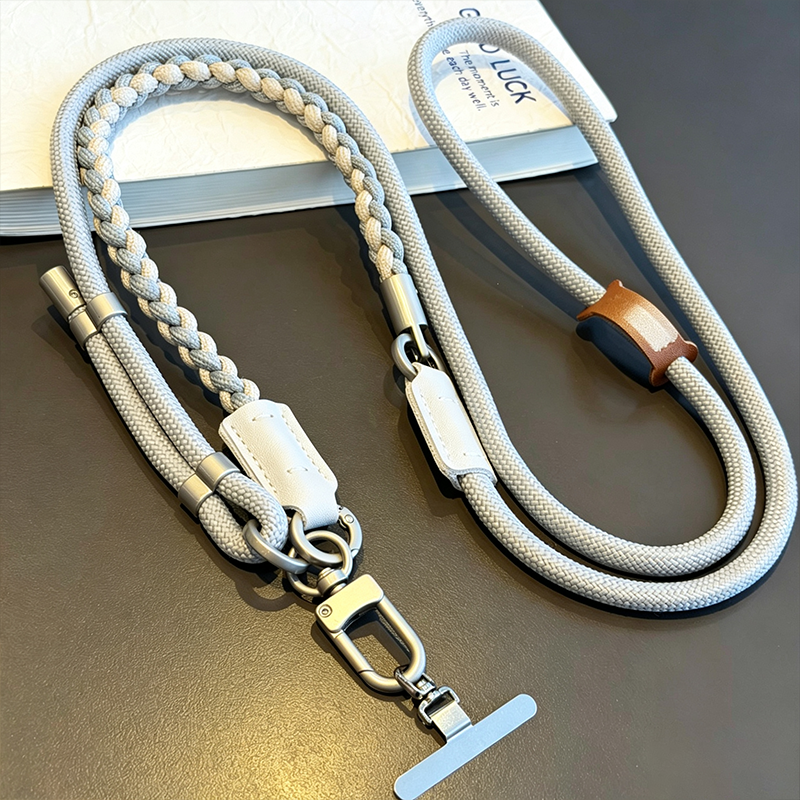 Custom Braided Phone Crossbody Lanyard, Adjustable Anti-Lost Wrist Strap with Leather Patch for All Smartphones