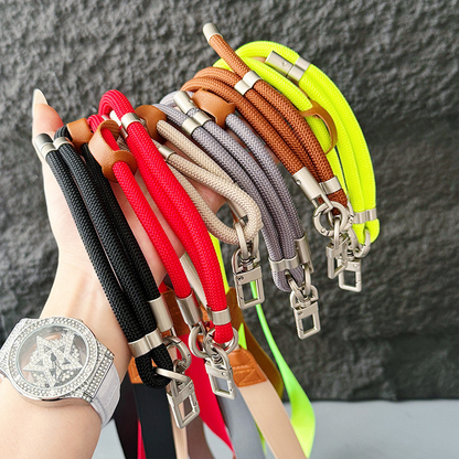 Custom OEM PU Leather Patch Crossbody Phone Lanyard Adjustable Woven Mobile Strap Custom Logo Color Length