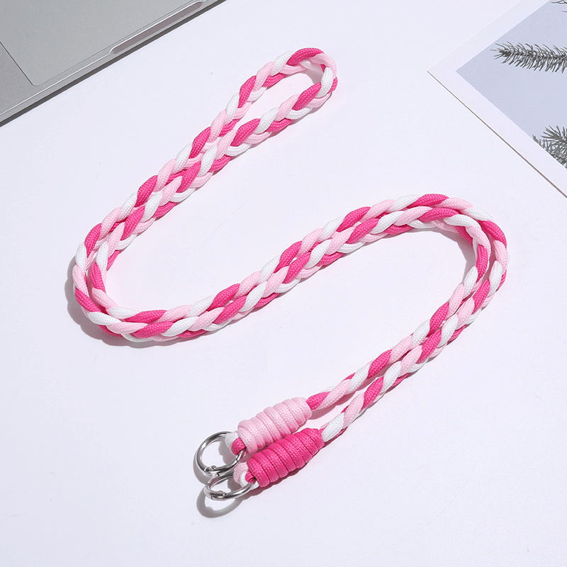 Custom Braided Phone Lanyard, Dual Clasp Anti-Lost Crossbody Phone Strap, Multi-Purpose Solid Color Handmade Cord