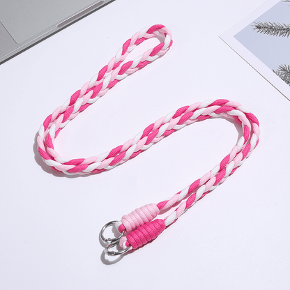 Custom Braided Phone Lanyard, Dual Clasp Anti-Lost Crossbody Phone Strap, Multi-Purpose Solid Color Handmade Cord