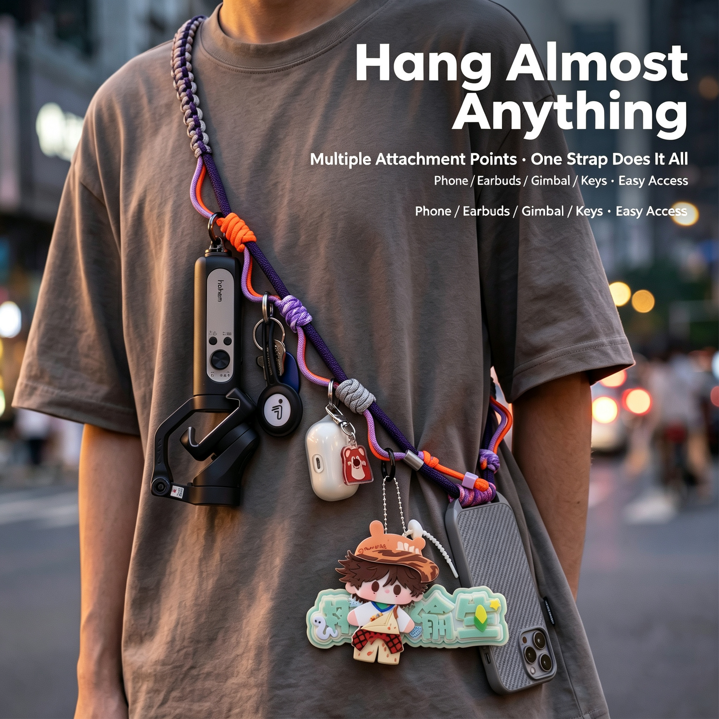 Multifunctional Outdoor Crossbody Lanyard, Adjustable Anti-Lost Strap for Phone & Camera