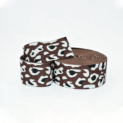 Custom Leopard Print Jacquard Elastic Webbing Strap, Animal Pattern Stretch Elastic Ribbon