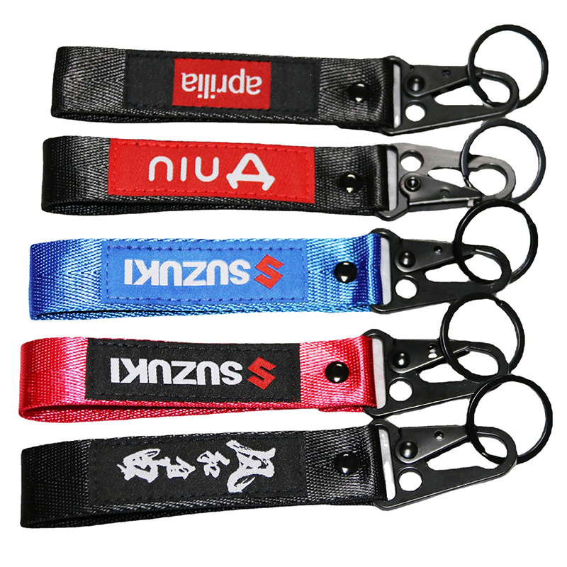 Custom Logo Car Key Lanyard Short Woven Key Strap For Motorcycle Auto Accessories