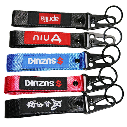 Custom Logo Car Key Lanyard Short Woven Key Strap For Motorcycle Auto Accessories