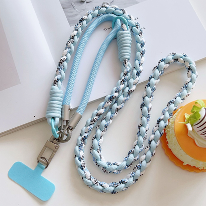 Custom Soft Braided 4-Strand Phone Lanyard, Adjustable Crossbody Neck & Wrist Strap for Smartphones