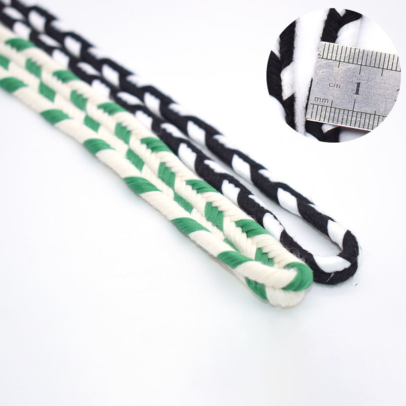 Custom 3-Strand Twisted Cotton Hemp Rope, Multi Color Braided Flat Twine Cord for Bag Decoration