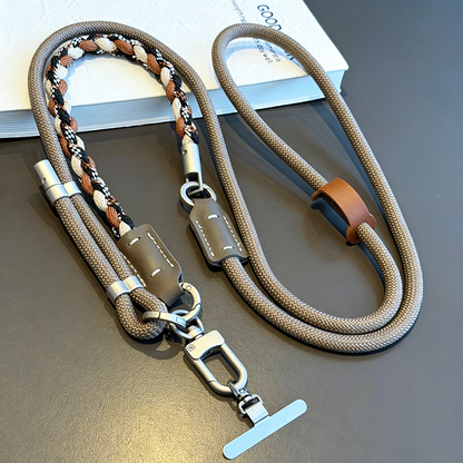 Custom Braided Phone Crossbody Lanyard, Adjustable Anti-Lost Wrist Strap with Leather Patch for All Smartphones