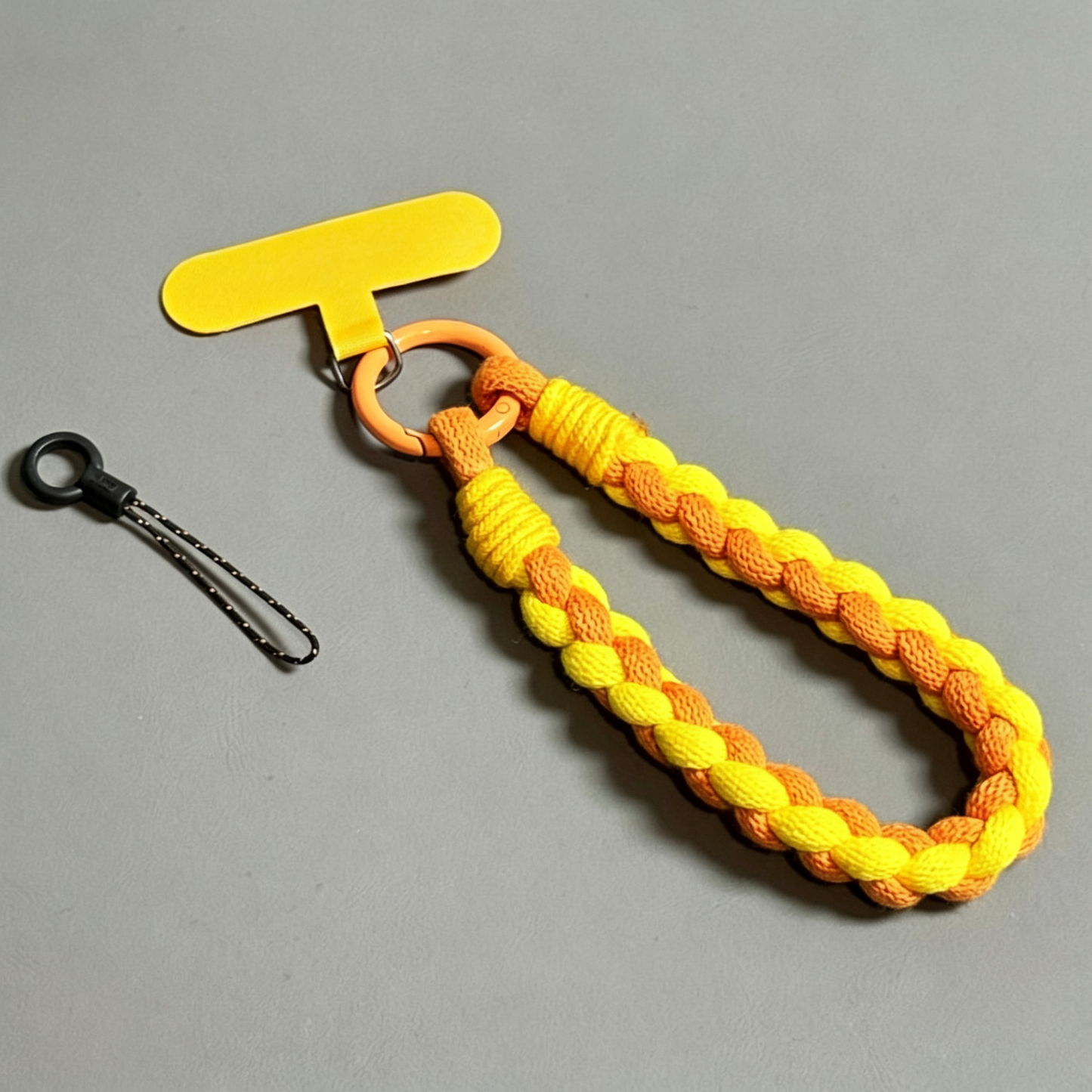 Custom Two-Tone Braided Short Phone Wrist Lanyard, Anti-Lost Handheld Phone Strap with Colorful Ring