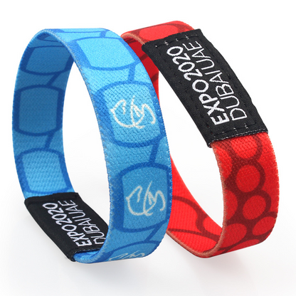 Custom Sublimation Elastic Wristband, Printed Fabric Stretch Bracelet for Events Party