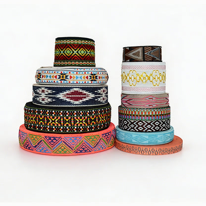Jacquard Colorful Polyester Webbing Strap Custom Printed Webbing For Bag Lanyard Handle