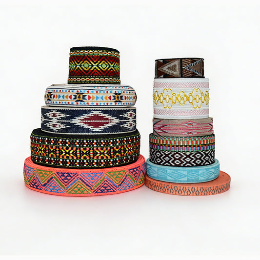 Jacquard Colorful Polyester Webbing Strap Custom Printed Webbing For Bag Lanyard Handle