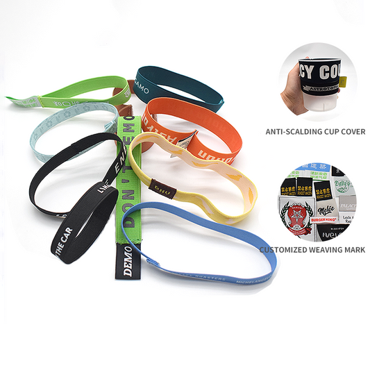 Custom Elastic Band Cup Sleeve, Stretch Fabric Tumbler Holder Strap For Water Bottle OEM