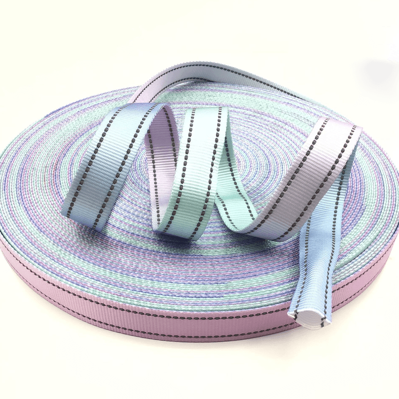 Custom Gradient Polyester Webbing,Heat Transfer Printed Solid Hollow Webbing Strap for Pet Harness,Bags,Luggage,Garment Accessories