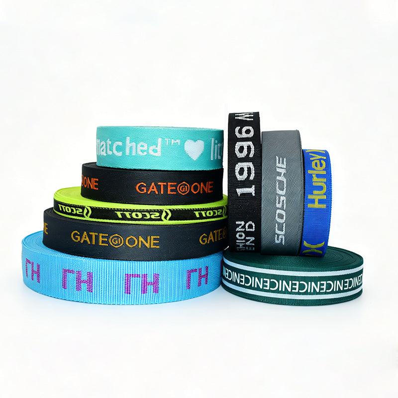 Custom Jacquard Woven Webbing Strap, Personalized Brand Logo Polyester Ribbon